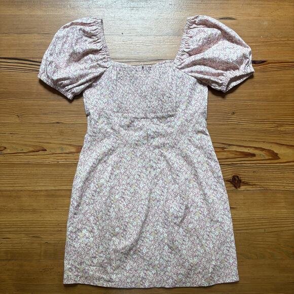 ASTR The Label Wendy floral puff sleeve smocked back mini dress SIZE L - Picture 8 of 9